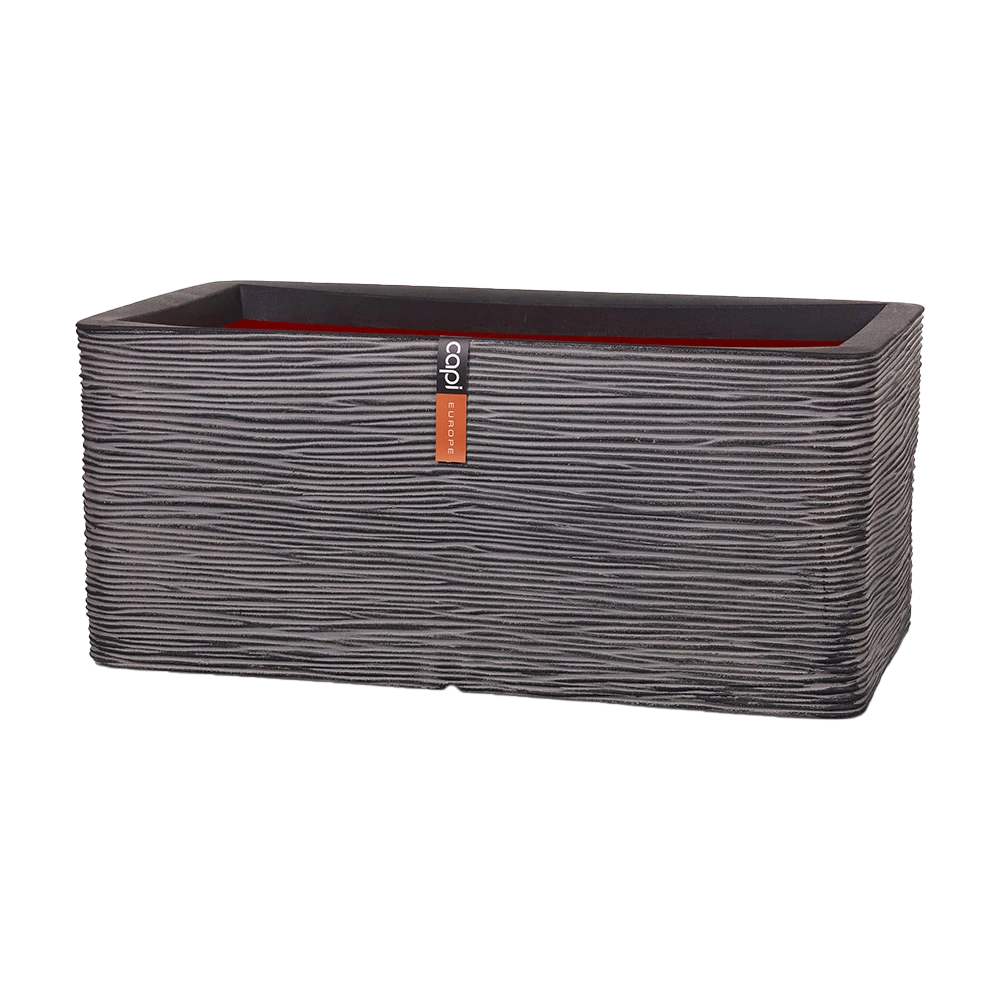 Capi Plantenbak Rechthoek Nature Rib NL - L73 X B39 X H32cm - Antraciet 3 Capi Plantenbak Rechthoek Nature Rib NL - L73 X B39 X H32cm - Antraciet