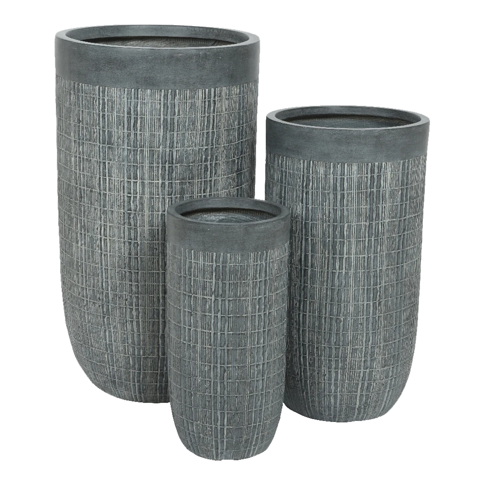 Bloempot Bryan Hoog - D34 X H63,5cm - Grijs 4 Bloempot Bryan Hoog - D34 X H63,5cm - Grijs - Afbeelding 2