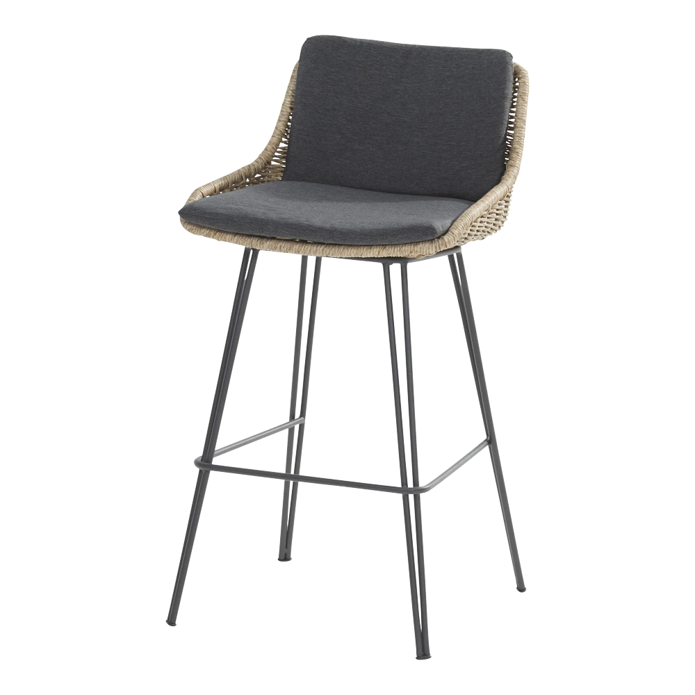 Bohemian Bar Stoel - Naturel - Incl. Kussen 3 Bohemian Bar Stoel - Naturel - Incl. Kussen