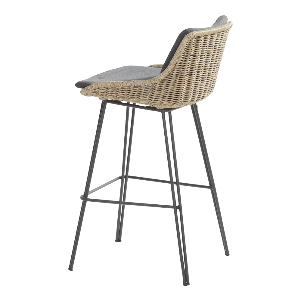 Bohemian Bar Stoel - Naturel - Incl. Kussen 4 Bohemian Bar Stoel - Naturel - Incl. Kussen - Afbeelding 2