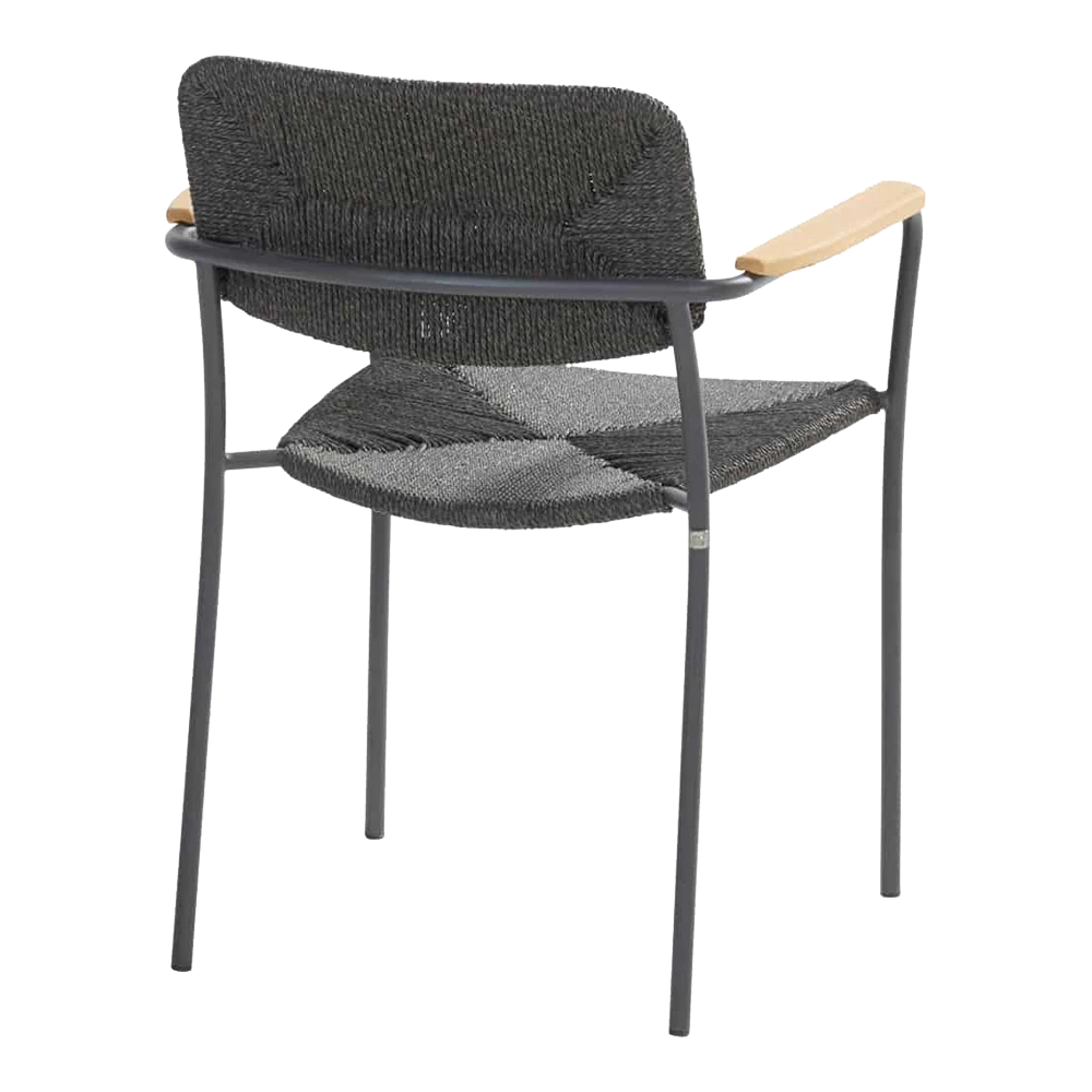 Bora Dining Stoel Met Teak Armleuning - Antraciet 5 Bora Dining Stoel Met Teak Armleuning - Antraciet - Afbeelding 3