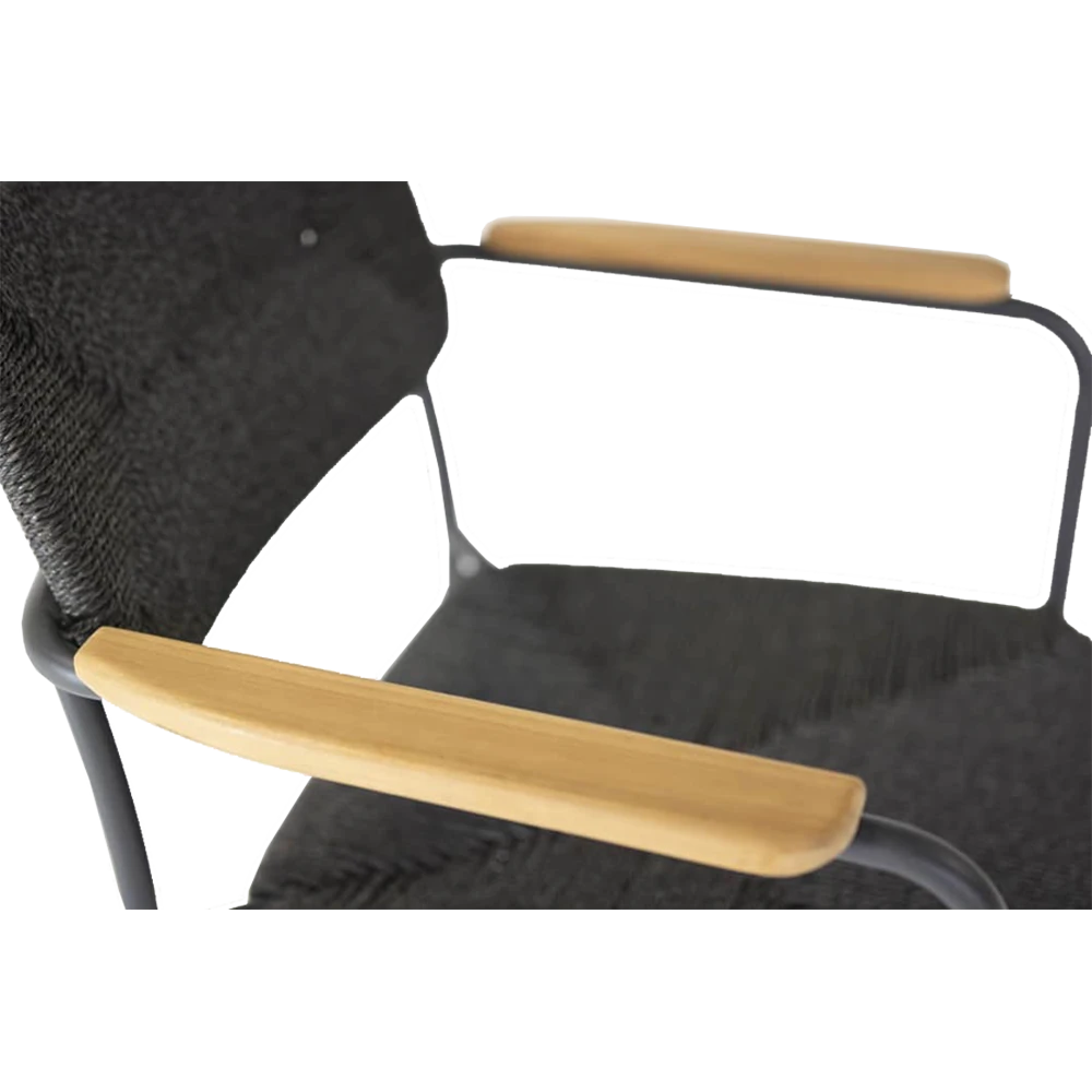 Bora Dining Stoel Met Teak Armleuning - Antraciet 6 Bora Dining Stoel Met Teak Armleuning - Antraciet - Afbeelding 4