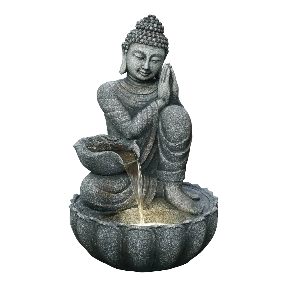 Buddha Met Waterschaal - 82cm Hoog - Polystone 3 Buddha Met Waterschaal - 82cm Hoog - Polystone