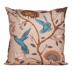 Buitenkussen Blauwe Vogel En Bloemen 45x45cm - Tuinkussen