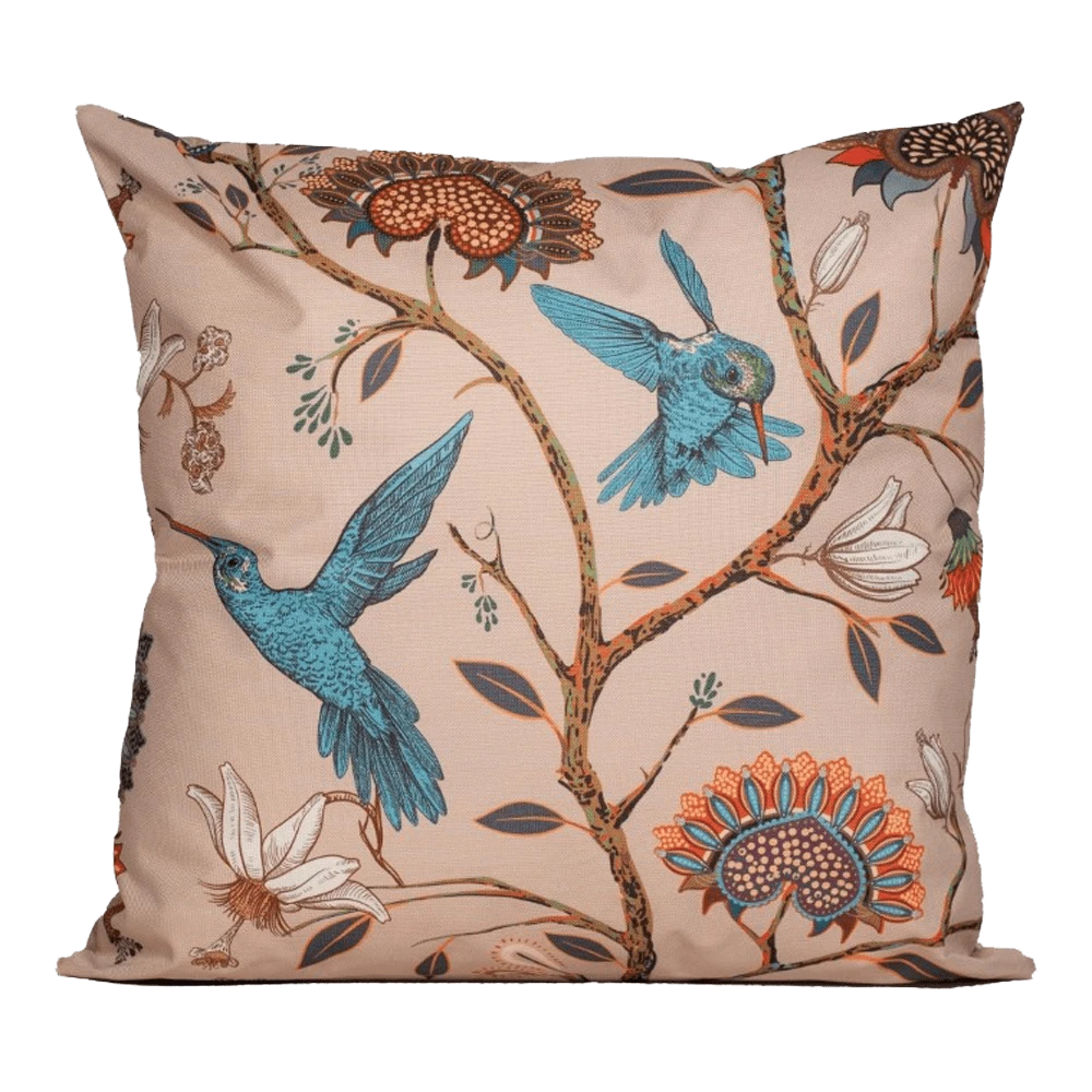 Buitenkussen Blauwe Vogel En Bloemen 60x60cm - Tuinkussen 3 Buitenkussen Blauwe Vogel En Bloemen 60x60cm - Tuinkussen