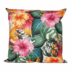 Buitenkussen Bloem Roze/oranje 60x60cm - Tuinkussen