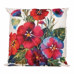 Buitenkussen Rode Bloemen 45x45cm - Tuinkussen