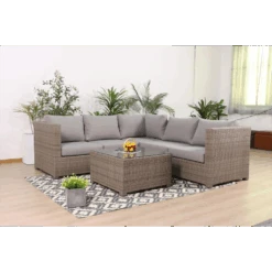 Canada Loungeset Met Salontafel - Wicker Set - Beige
