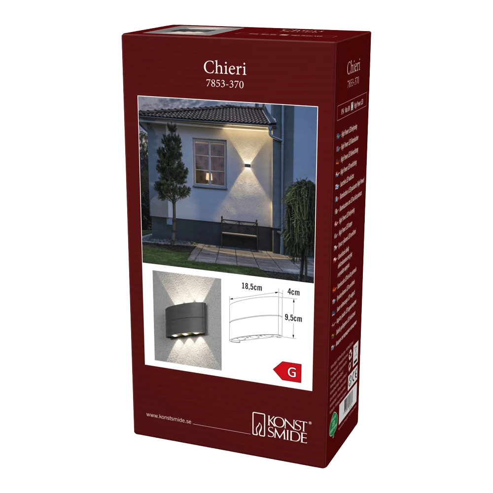 Konstsmide Chieri PowerLED 230V Wandlamp Flush Double Three LED, 6x 1.33W - Afbeelding 4