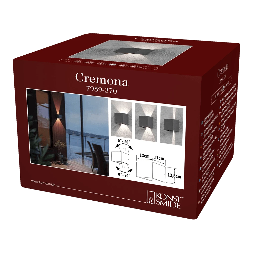 Konstsmide Cremona PowerLED 230V Wandlamp Flush 13.5cm, 2x 3W 7 Konstsmide Cremona PowerLED 230V Wandlamp Flush 13.5cm, 2x 3W - Afbeelding 5