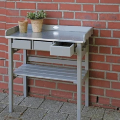Esschert's Garden - Tuinwerktafel Met Lades - Grijs -Gardena Verkoop esschert s garden tuinwerktafel met lades grijs 4