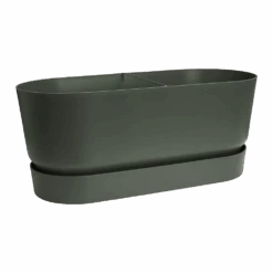Bloembak Elho Greenville Terrace 80cm - Met Wielen - Bladgroen -Gardena Verkoop greenville terrace trough 80cm wheels plantenbak bladgroen 3 10