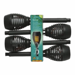 Lumineo LED Solar Tuinfakkel - Vlameffect - D7.5 X H27cm - Zwart - 4st.