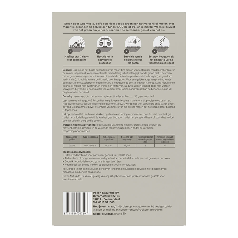 Pokon Mos Weg! 3,5kg Voor 100mu00b2 - Onkruid En Aanslag 4 Pokon Mos Weg! 3,5kg Voor 100mu00b2 - Onkruid En Aanslag - Afbeelding 2