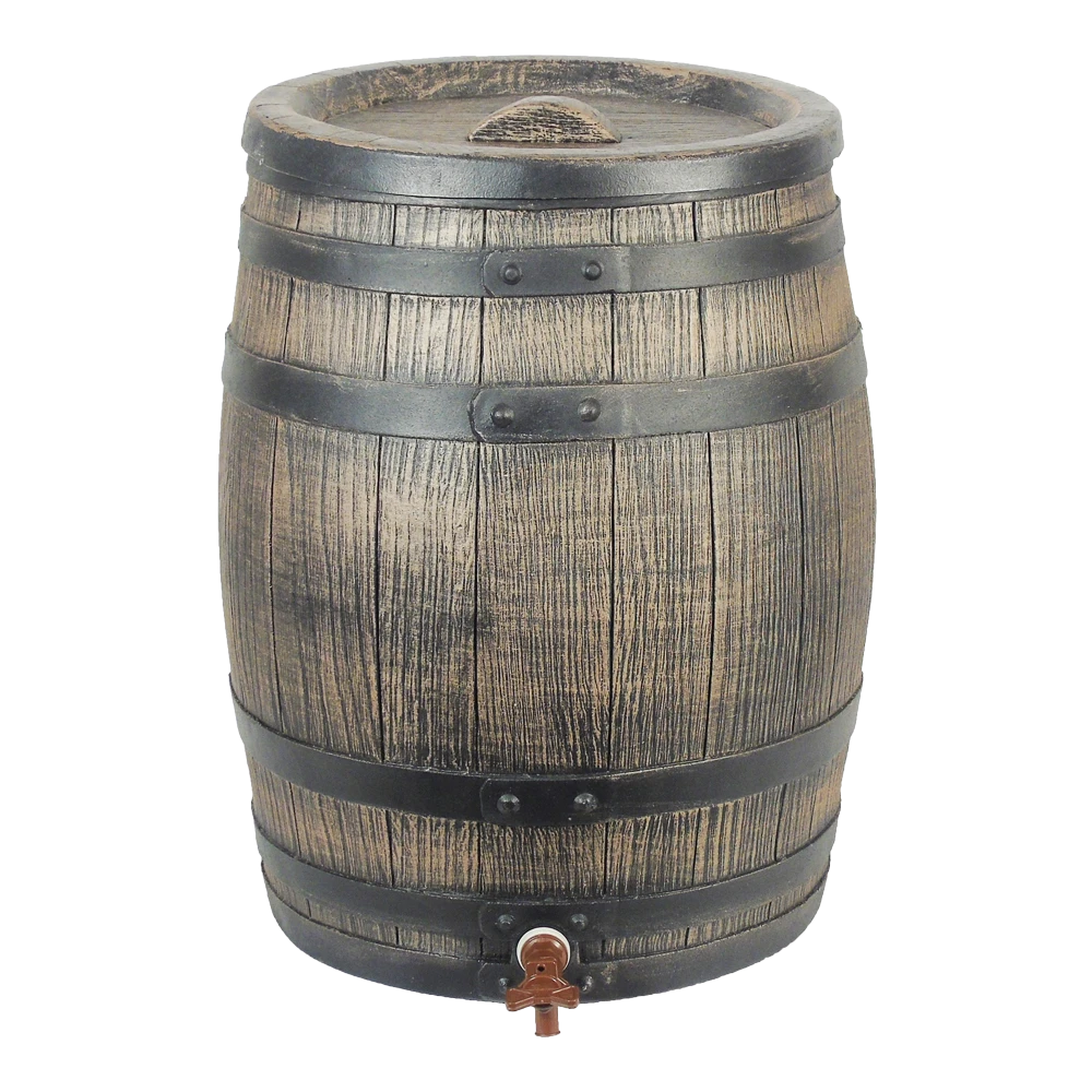 Regenton 120L Kunststof Met Houtlook - H66xu00d850,5cm - Nature 3 Regenton 120L Kunststof Met Houtlook - H66xu00d850,5cm - Nature