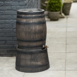 Regenton 120L Kunststof Met Houtlook - H66xu00d850,5cm - Nature 9 Regenton 120L Kunststof Met Houtlook - H66xu00d850,5cm - Nature -Gardena Verkoop regenton 120l kunststof met houtlook h66x50 5cm nature 4