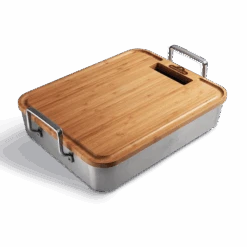 RVS Braadslee 40x31x8cm Met Bamboe Snijplank - Napoleon