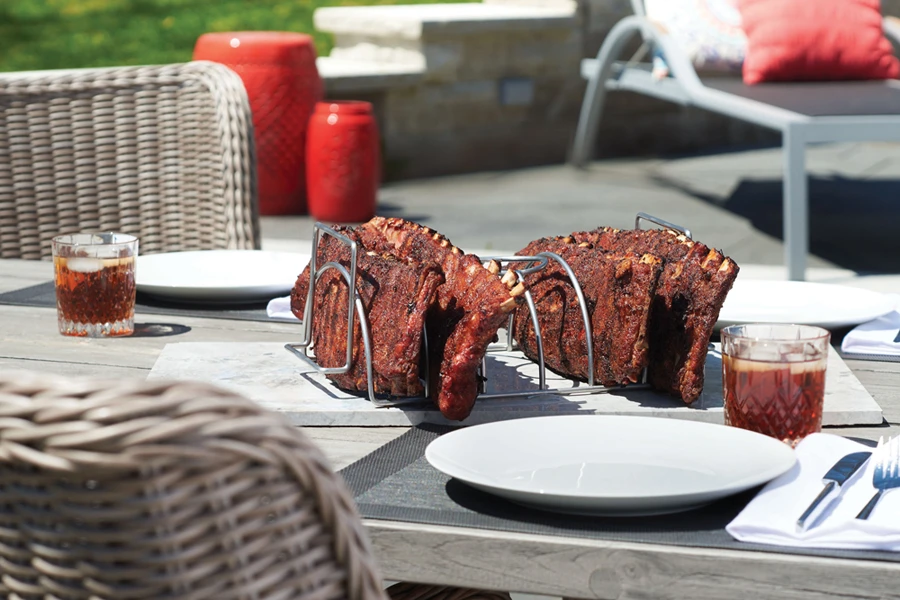 RVS Sparerib- En Braadstukhouder - Napoleon 6 RVS Sparerib- En Braadstukhouder - Napoleon - Afbeelding 4