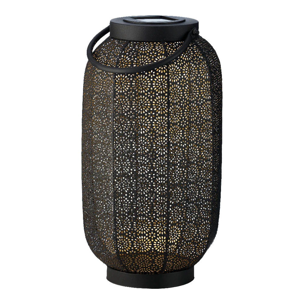 Lumineo Solar Lantaarn - LED - D20 X H36cm - Zwart/Goud - Afbeelding 5